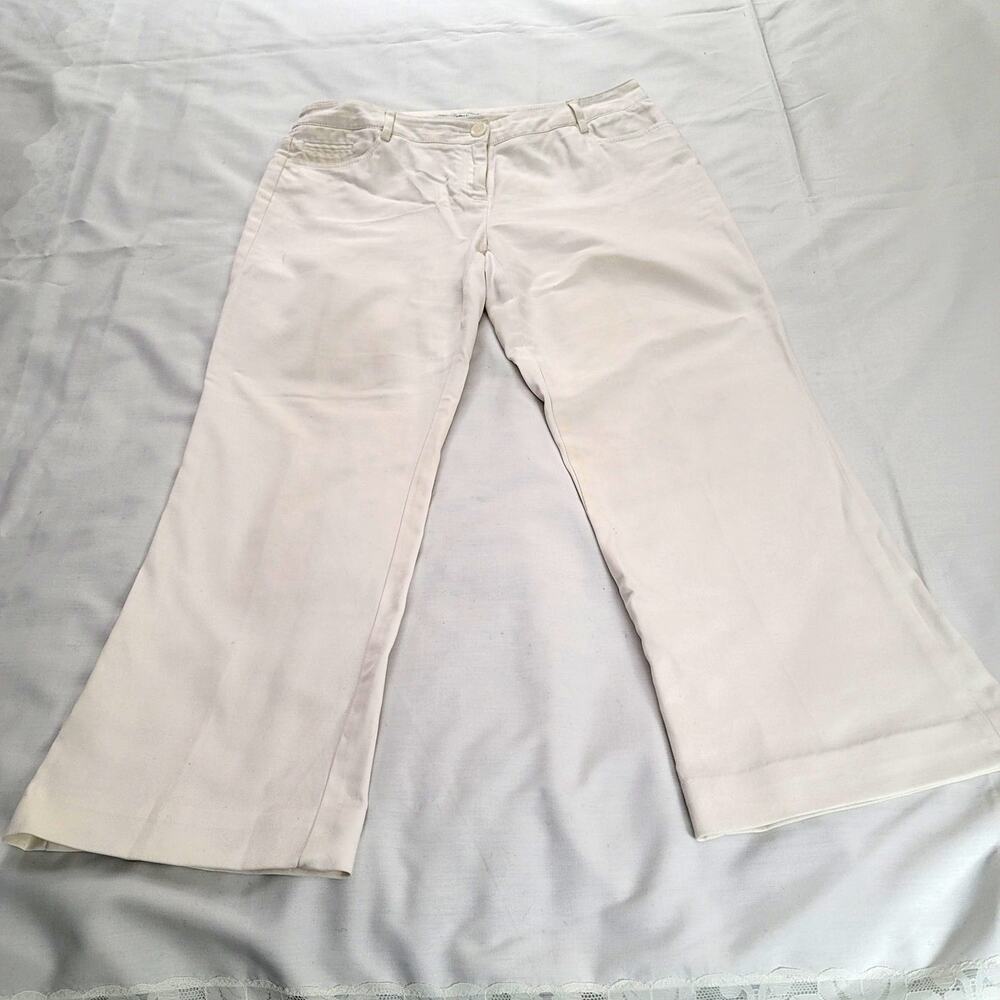 Cream/White Dress Casual Size 10 Pants Comfy Stretch Hem Altered for 5 Ft